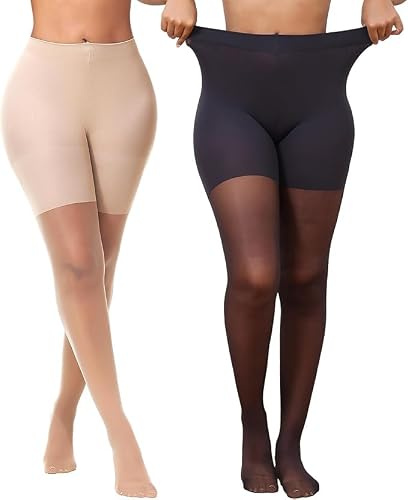 2 Pairs Women's Sheer Tights Top Transparent Shaping Tights Nylon Stockings