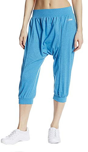Zumba Fitness Zumba Capri Pantalon Harem de Entrenamiento Fitness Mallas de Deporte de Mujer, Azul, M