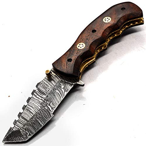 Coltello in Acciaio Damasco Fatto a Mano con Fodero Coltello da Raccolta - Coltello da cuoco - Coltello da Cucina - da Collezione - Coltello da Regalo - 9328