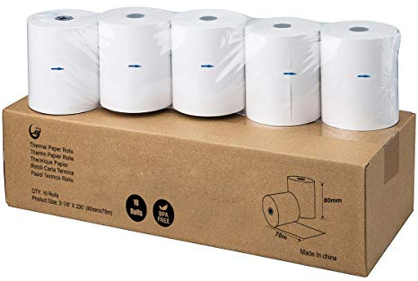Rollos de papel térmico para cajas registradoras, 80 mm x 70 m (10 rollos)