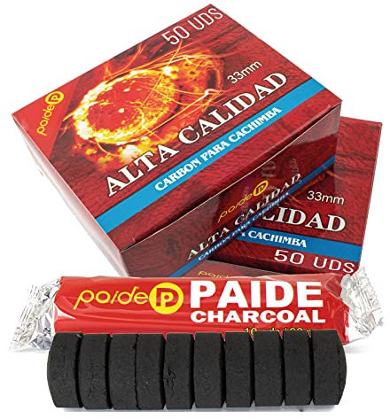 [Pack] Discos de carbón para quemador, incienso, incensario, ahumar, shisha, hookah, narguile, cachimba. Duraderos. Para uso doméstico. 3.3 centímetros de diámetro. (50)