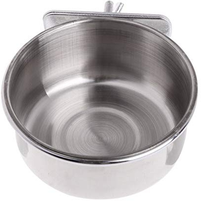 Bird Feeding Cups, Stainless Steel Pet Parrot Food Water Bowls Feeder Drinking Cup Bird Cage Accessory (S)