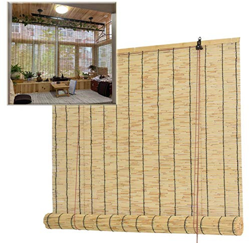 Jolan Bamboo Shade Reeds,Bamboo Roller Blinds Are Opaque,Weatherproof,Sun-Shading Straw Curtain,Natural Reed Roll Up Shades,Various Sizes,50Cm 60Cm 70Cm 80Cm 90Cm 100Cm 180Cm