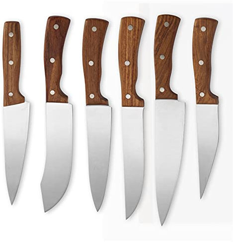 Outil de cuisine Couteaux en acier inoxydable Ensemble 6 '' 7 '' 8 '' POUCE Titulaire du support de support de couteau de rangement de l'abattage de pêche couteau (Color : B 6PCS SET)