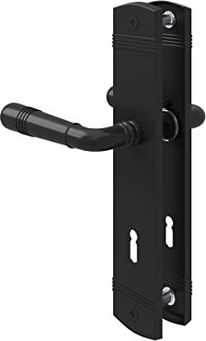 MS Beschläge Langschildgarnitur Modell Bad Münstereifel Türdrücker Türklinke massiv Zamak Schildgarnitur Schwarz matt Türbeschlag (Buntbart)