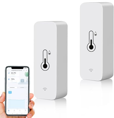 WiFi SMART Termometer Hygrometer, Digital Mini inomhus temperatur och fuktighetssensor, rumstemperatur Fuktsensor App Fjärrkontroll för växthuskällare, kompatibel med Alexa & Google Home