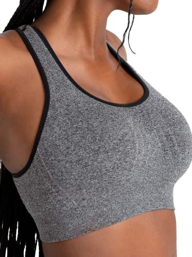 SHAPERMINT Sports Bras for Women - Sports Bra - Womens Workout Tops - Wireless Bra, Heather Gray, 3X-Large