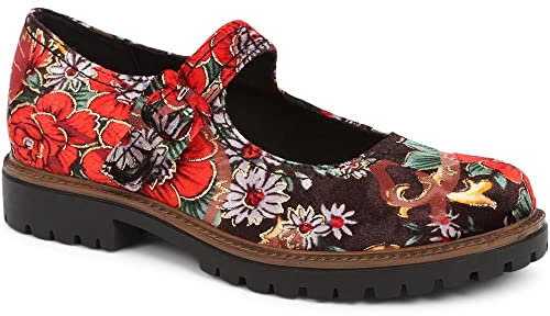 Pavers Mary Janes - Black Floral Size 5