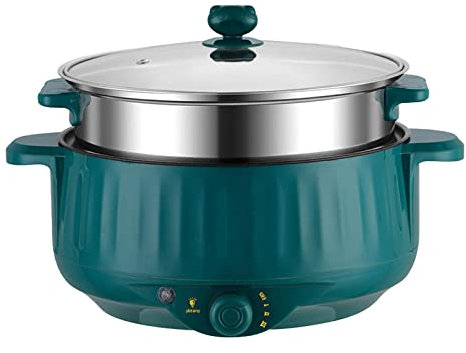Sharplace Mini Hot Pot Ramen Cooker Antihaft-tragbare elektrische Mehrzweckpfanne für Home Office Dorm, Grün mit Dampfgarer