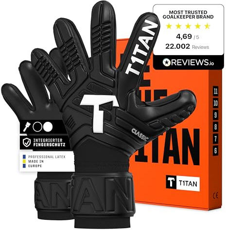 T1TAN Classic 1.0 Black-Out - Guanti da portiere - con protezione per le dita - guanti da portiere di calcio - taglia 6