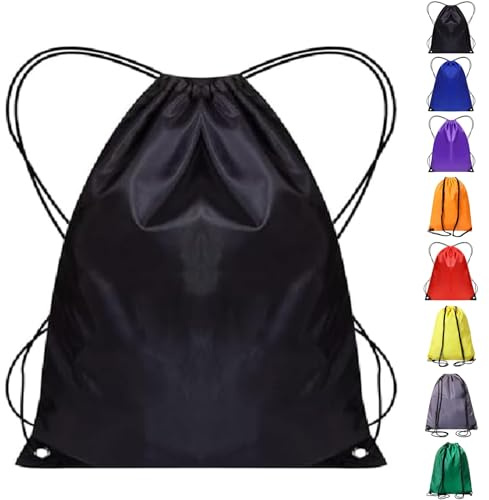 WESTWOOD FOX Drawstring Gym Bag String Bags Gym Sack Backpack PE Bags for Women Men Trainer Swimming Bag Travel Beach School Holidays Suitable for Sports,kids,Boys,Girls (Jet Black, 1 pc)