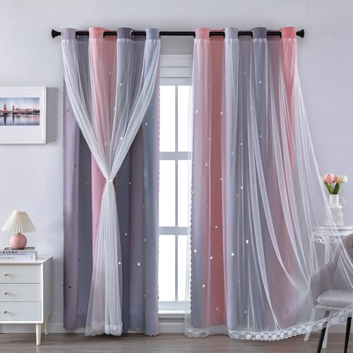 XiDi Blackout Curtains 52x84 Inch for Sliding Door & Kids Room - Grey Window Decor Thermal 2 Panels