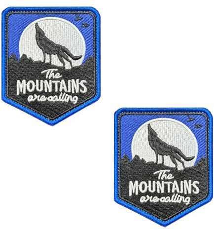 2 parches de lobo en la luz de la luna, para exteriores, bosque, lobo, moral, parche bordado táctico, con cierre para ropa, chaquetas, mochila, chaleco, uniformes, viajes, aventuras, motociclistas,