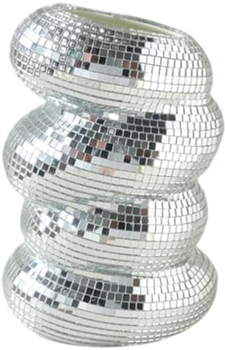 BEAHING Disco -Ball -Vase, Disco -Ball -Pflanzer, 5, 9 x 3, 9 Zoll spiralreflektierende Mosaikvase, einzigartiger Spiegel für Zuhause, Büro, Tischdekoration