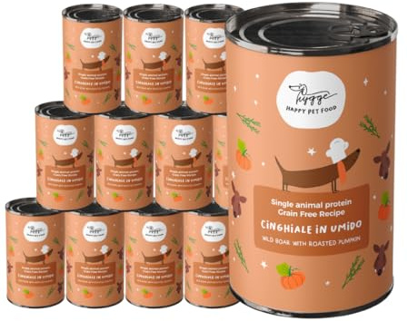 Cibo Umido per Cani Monoproteico al Cinghiale | Paté con Zucca Arrostita | Grain Free | Alta Digeribilità | Offerta 12 x 400g | Ideale per Cani Sensibili | Hygge Dog