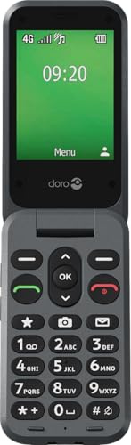 DORO Leva E21 – 4G-klappmobil för seniorer – 2,8-tums display, kontrastrika knappar, särskilt klar ljudkvalitet, HD Voice, kamera, Doro Secure-knapp – Inklusive laddningsstation – Röd