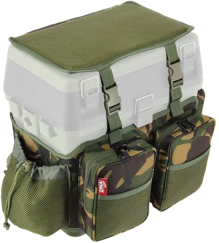 DNA Leisure Fishing Camo Seat Box Rucksack DPM Overwrap Backpack with Padded Seat, Harness & Multiple Storage Pockets for Angling Sea Coarse Carp Tackle Accesorries