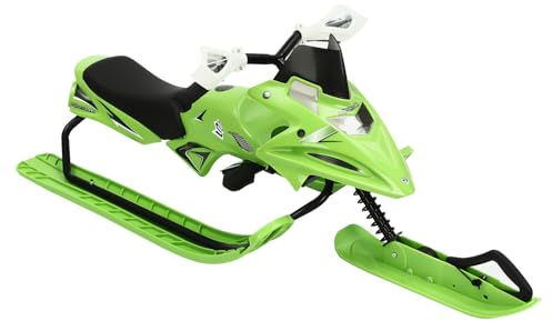 Trineo de nieve de 124 x 51 x 43,5 cm, 80 kg, con frenos, acolchado ajustable, trineo de dirección clásico para niños y jóvenes (negro, verde)