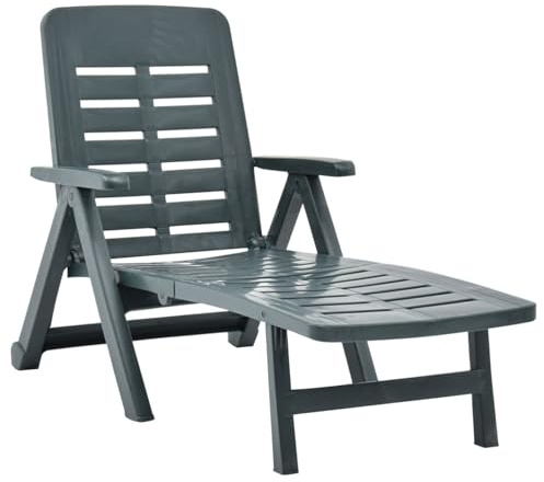 Gecheer Folding Sun Lounger Plastic Green Outdoor chairs, outdoor furniture Model48755
