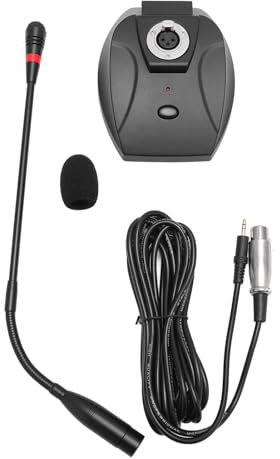 NBVGHPSRW Microfono a condensatore a collo di cigno, microfono XLR da tavolo con collo di cigno regolabile, pickup cardioide per acquisizione vocale chiara, microfono professionale per