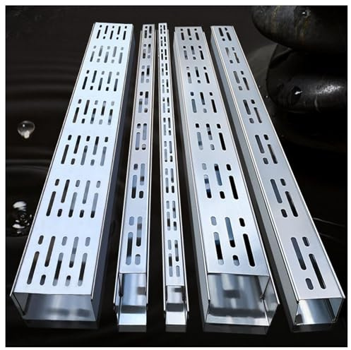 JUCCJUXIN Drenaggio A Trincea for Terrazze, Esterno Stretto Canaletta Scolo Acqua Piovana, Canale di drenaggio in Acciaio Inox 304, Canale a Pavimento for Piscina Giardino(H4*W10CM/H1.57*W3.94IN)