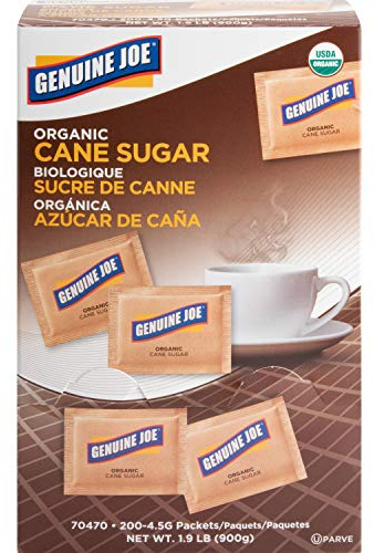 Genuine Joe Turbinado Natural Cane Sugar Packets (200 per Box)