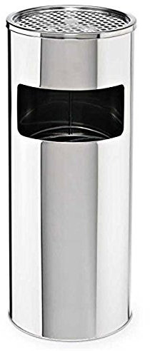 SVITA Standaschenbecher 30 Liter Edelstahl silber Mülleimer Aschenbecher Abfalleimer mit Inneneimer