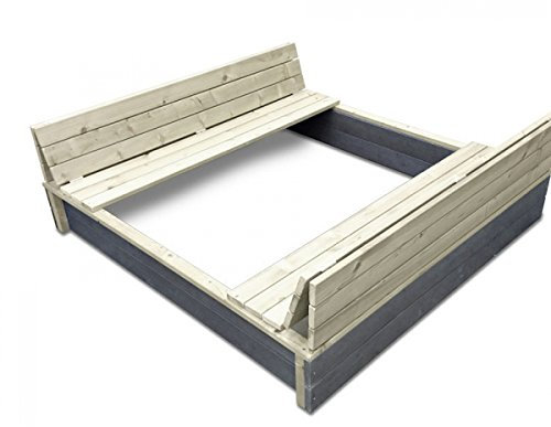 EXIT Aksent - Caja de arena XL con tapa = se puede convertir en 2 bancos / Madera de abeto nórdico / Dimensiones: 132 x 135 x 20 cm / 27,8 kg