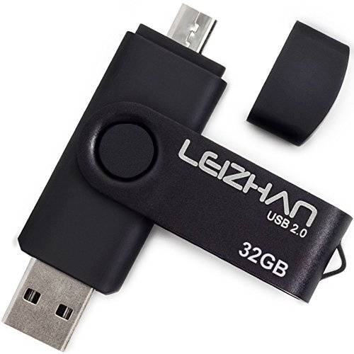 leizhan Micro USB Flash Drive 2-in-1 OTG Pendrive 32GB, Micro Thumb Drive Memory Stick USB Drive Gift Jump Drive Compatible for Android OTG Micro Smart Phone/Tablets/PCs, Black