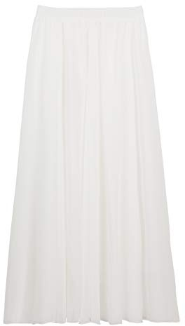 Camilife Gonna da Donna in Chiffon, Gonna Lunga da Spiaggia, Gonna Maxi per L'Estate, Spiaggia, per Tutti i Giorni, Feste, Lunghezza 100cm Tinta Unita Bianco