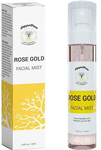 Agua de rosas spray facial hidratante orgánica de Doppeltree - Tónico hidratante facial y astrigente para rostro con hamamelis, aceite de rosa mosqueta - Formulado en San Francisco