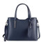 OBC Made IN Italy Damen Echt Leder Tasche Business Shopper Schultertasche Handtasche Ledertasche Umhängetasche Rindsleder Freizeittasche Blau