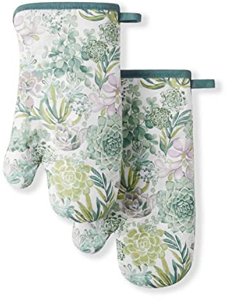 Martha Stewart Succulents Oven Mitt 2-Pack Set, Green, 7x13