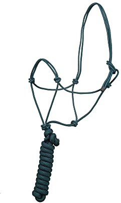 SIE Rope Halter for Horses with 8 ft Lead Rope 4 knot Horse Halters (Hunter Green)