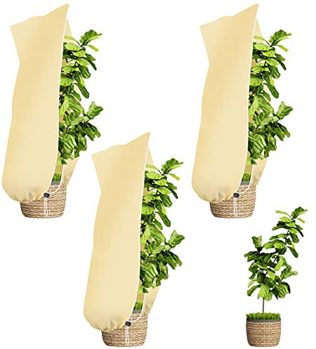 Sosayet Winterschutz für Pflanzen 100x80cm 70g/m², 3 Stück Winterschutz für Kübelpflanzen mit Reißverschluss Zugband, Reißfest Wiederverwendbar Frostschutz Pflanzenschutz Winter für Olivenbaum Palmen