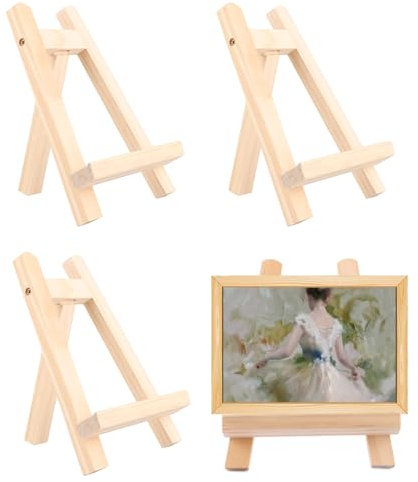 WOPPLXY 4 Stück Staffelei Klein, 15 x 20cm Mini Staffelei aus Holz für Tischstaffelei Stände, Bilderrahmen Halterung, Menü Platzkarten, Poster, Fotodisplays