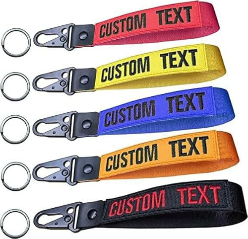 WQNMY 1PCS Personalisierte Schlüsselanhänger, Armband Lanyard Schlüsselanhänger, Gestickter Text/Zahl, Geschenk für Männer und Frauen, Gepäck Tag für Rucksack Koffer