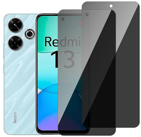 chejuza Privacy Pellicola Protettiva per Xiaomi Redmi 13 4g /POCO M6 4g[2 Pezzi],Durezza 9H,Copertura Completa Anti Spy in Vetro Temperato,HD Protezione Schermo Protezione