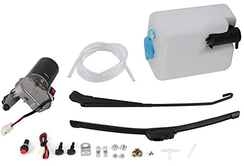 essuie Glace Bateau INOX, Kit d'essuie-Glace électrique pour Pare-Brise UTV, avec Bras Moteur, Bec d'eau, Tuyau de Pot pour UTV