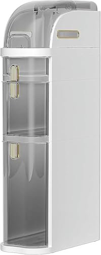 Gabinete de almacenamiento delgado apilable con cajones transparentes de gran capacidad, torre de almacenamiento multifuncional para cosméticos y papel higiénico (3 niveles)