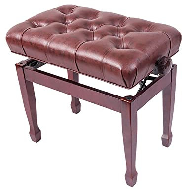 Taburete de Piano de Piel sintética, Banco de Piano Ajustable en Altura, Taburete de Piano Usado para una Sola Persona con cojín de Superficie de Cuero Grande, Adecuado para práctica Musical, 55 x 34