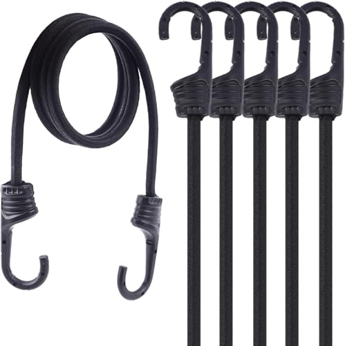KINDPMA Pulpos Elásticas con Gancho, 6 Paquete Pulpos Elasticos Transporte, Varios Tamaños Universales Tensores Elásticos para Lonas Bicicletas Motocicletas Coches, (120CM)