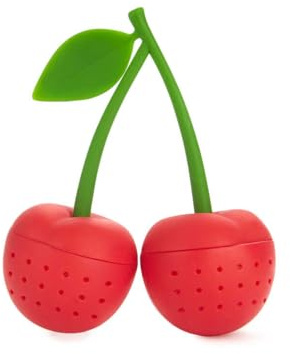 Balvi infusore tè Doppio Cherry Colore Rosso Doppio infusore a Forma di Coppia Ciliegie Silicone