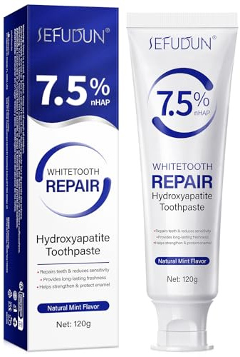 Hydroxylapatit tandkräm 120 g – nanohydroxilapatit för emaljreparation och känslig | fluoridfri, mot smärtkänslighet och blekning, TÜV-testad (vuxna + barn) med vildmynta