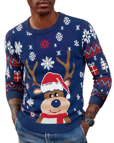 Saodimallsu Ugly Christmas Suéteres Hombre Jersey Navideños Familia Mujer Niños Unisex Suéter De Navidad Invierno Patrón De Reno