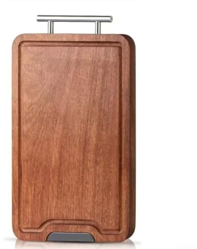 Qualoramall Planche à découper extra large en bois d'ébène avec rainure profonde pour jus de fruits pour cuisine, hacher et servir - 30 x 26 x 2,5 cm d'épaisseur - Style bloc de boucher pour les