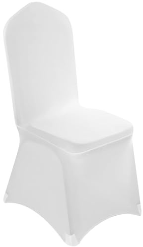 GUIVACI Stuhlhussen 100 Stück, Universell Stuhlhussen Weiß Polyester, Elegante Stuhl Stuhlbezüge Elasthan Spandex Waschbarer für Taufe Geburtstag Hochzeit Bankett Dekoration (100)