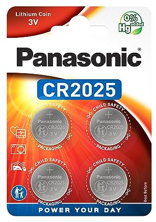Panasonic - Pila a bottone al litio CR2025 confezione da 4