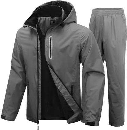 SWISSWELL Men Women Rain Suits Waterproof Lightweight Rain Gear Jacket and Pants for Golf, Hiking, Travel (Graphite,Large)