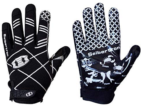 Seibertron Pro 3.0 12 Konstellation Elite Ultra-Stick Sports Receiver/Empfänger Handschuhe American Football Gloves Jugend und Kinder Black XS